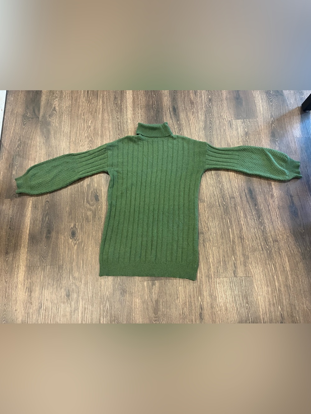 SHEIN Olive Green Ribbed Knit Turtleneck Mini Dress